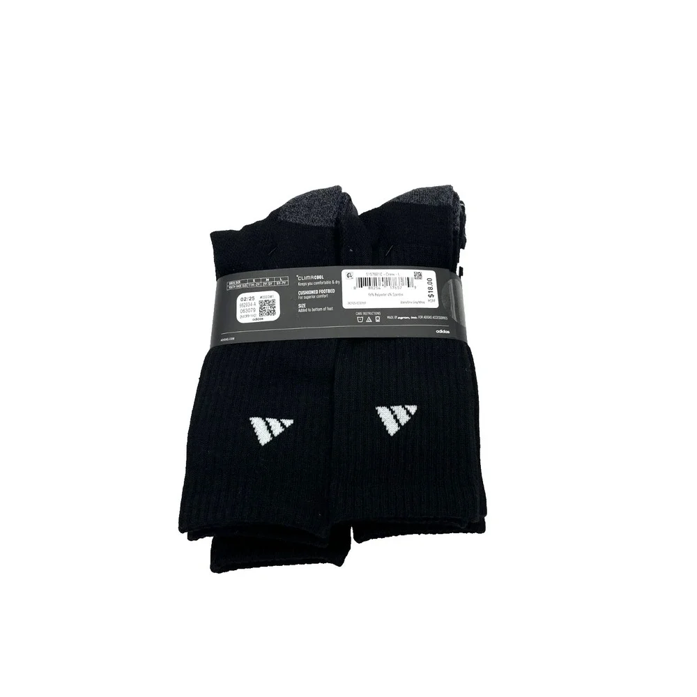 Adidas Unisex Youth Crew Mid-Calf‎ Athletic Socks 6 pack Size L 5Y-7Y IR0925